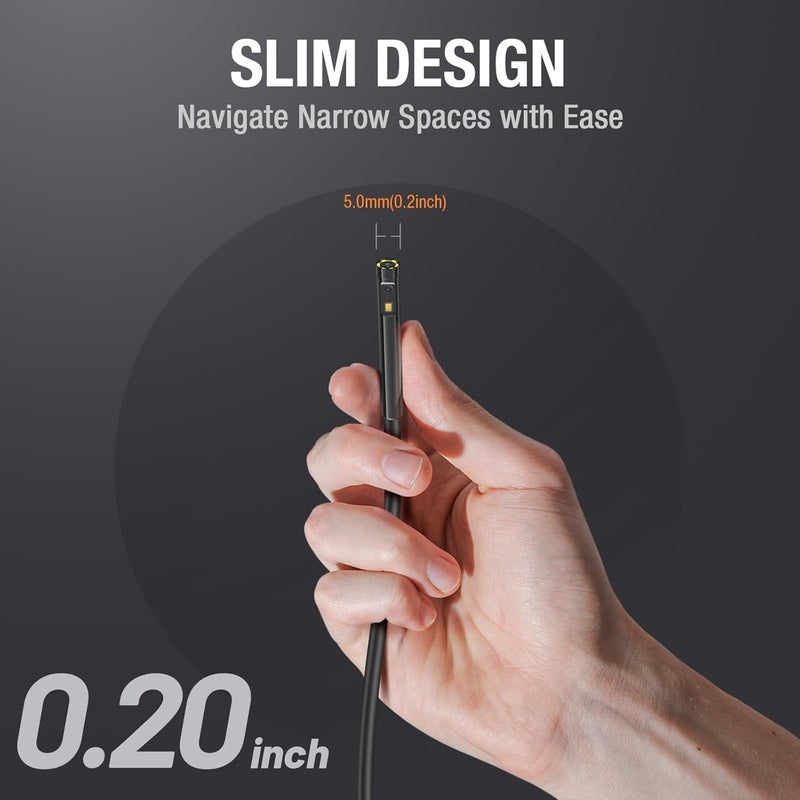 Teslong 5mm Dual Lens Inspection Camera, Borescope with LED Light, HD Industrial Endoscope, 5" IPS Screen, Waterproof Video Scope Camera, Flexible Cable for Home/Automotive/Pipe/Car/Wall(5FT) - Image 2